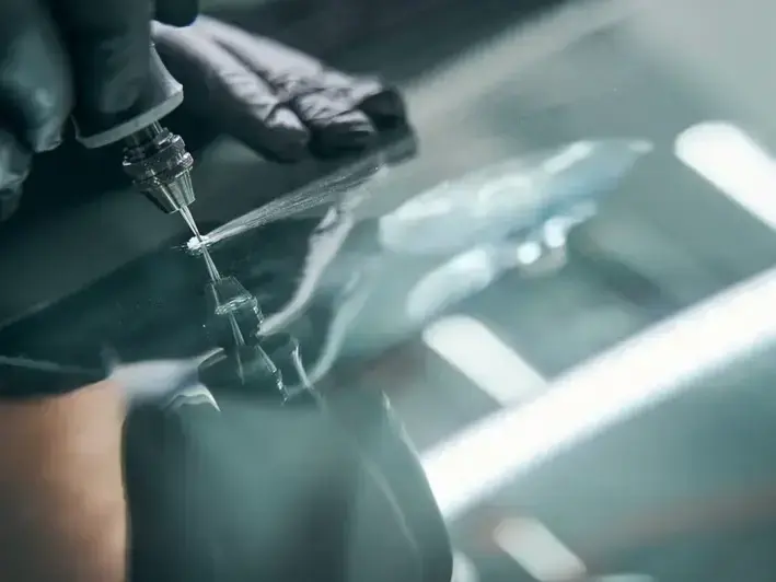 mobile windshield repair in Burien apartment parking area near Burien Town Square